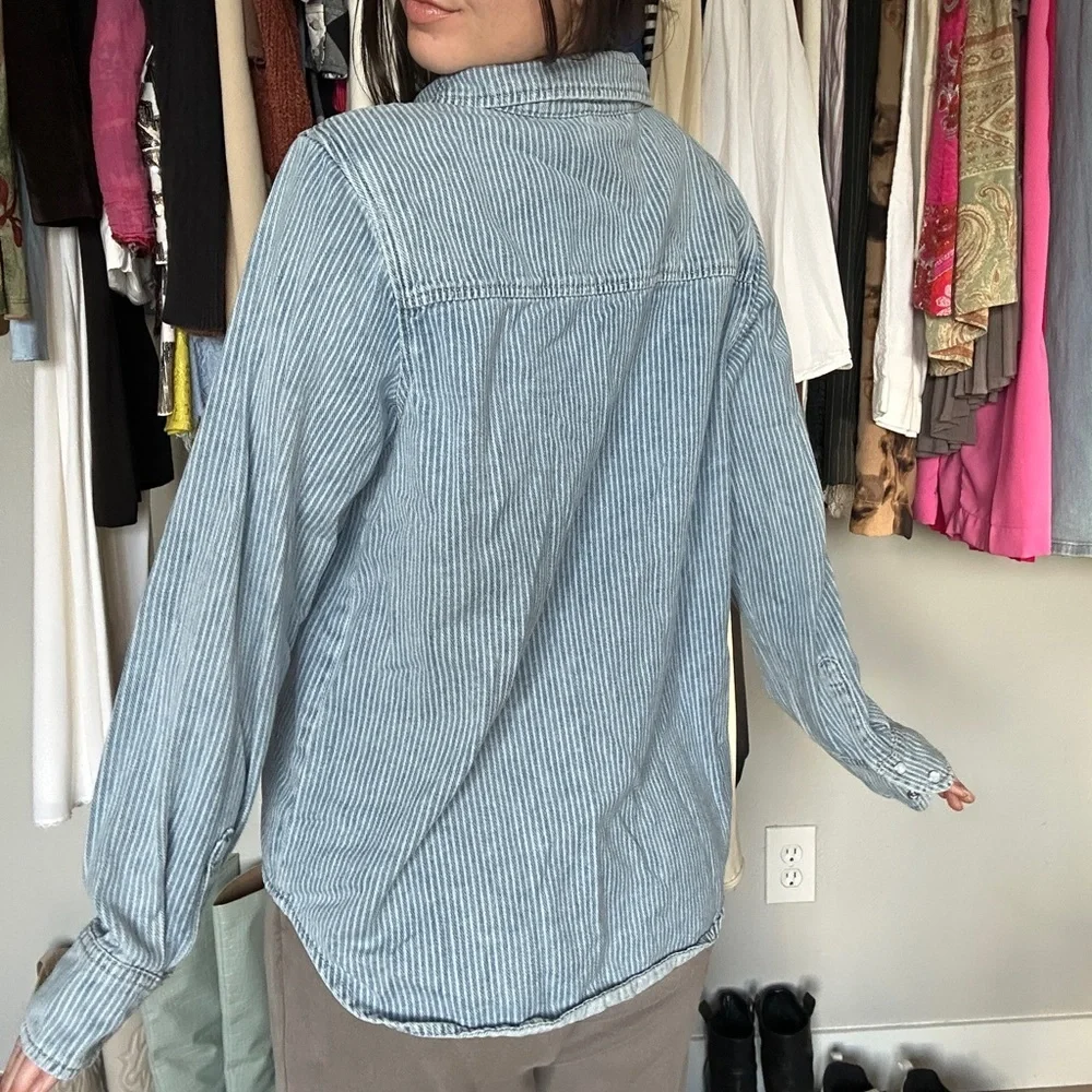 Thread & Supply Striped Denim Button-Up Shirt | Women’s M - Picture 2 of 7